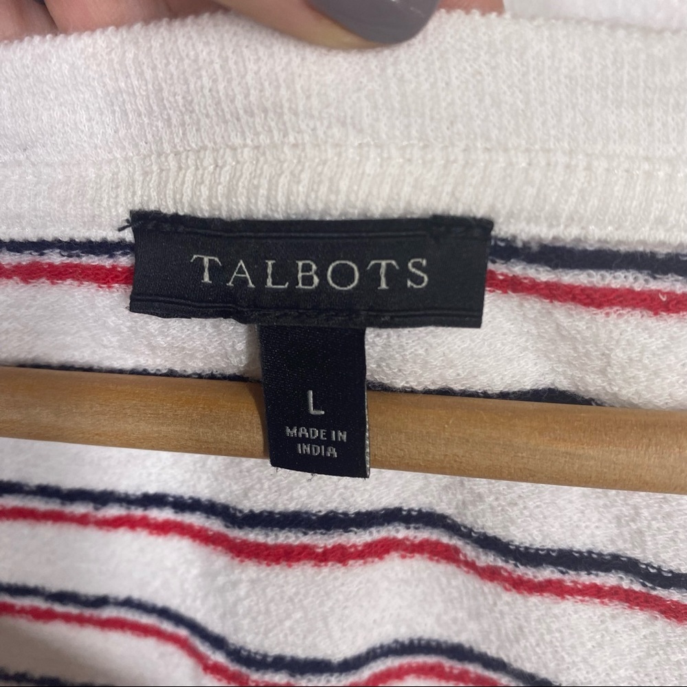 Talbots Striped Drop Shoulder Terry Top Large - Picture 2 of 6
